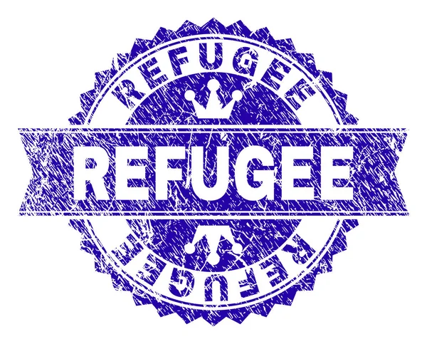 Grunge texturierte Flüchtlingsmarke Siegel mit Schleife — Stockvektor