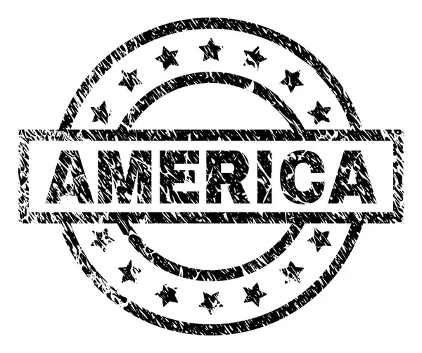 Scratched Textured AMERICA Stamp Seal — Stock Vector
