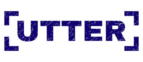 Scratched Textured UTTER Stamp Seal Between Corners