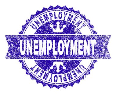 Dokulu işsizlik damga mühür kurdele ile çizik