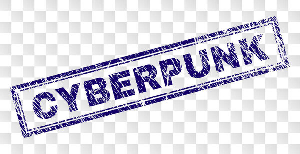 Прямоугольная марка гранжа CYBERPUNK
