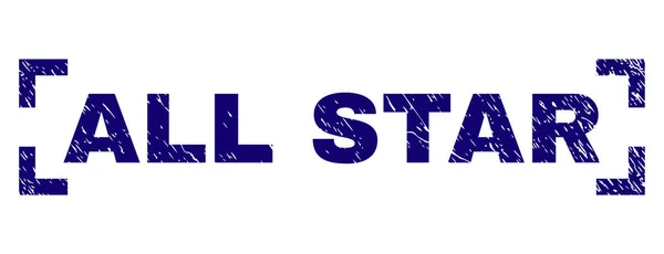 Karcos texturált All Star pecsétbélyeg között sarkok — Stock Vector