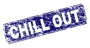 Çizik Chill Out çerçeveli yuvarlatılmış dikdörtgen damgası