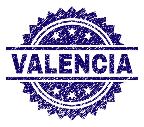 Gekrast getextureerde Valencia stempel-zegel — Stockvector