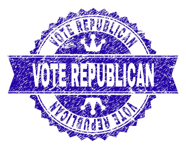 膨胀的纹理投票共和党邮票印章与丝带 — 图库矢量图片