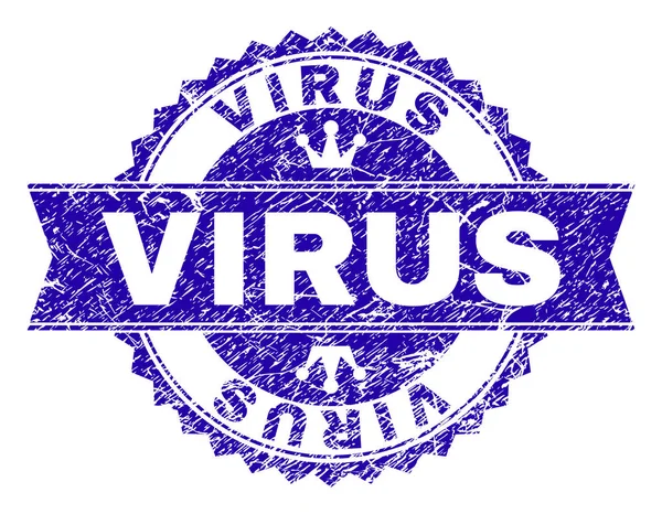 Grunge Texturé VIRUS Stamp Seal avec ruban — Image vectorielle