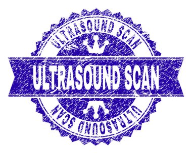 Grunge ultrason tarama damga mühür kurdele ile dokulu