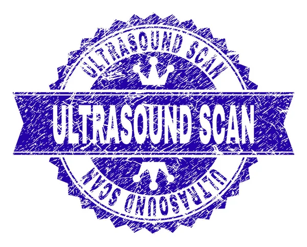 Grunge ultrason tarama damga mühür kurdele ile dokulu