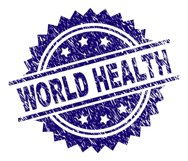 Sello de sello de salud mundial con textura rayada — Archivo Imágenes Vectoriales