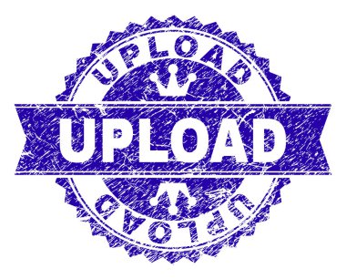 Grunge Upload damga mühür kurdele ile dokulu