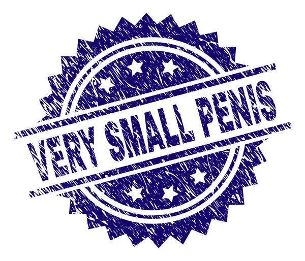 非常小的阴茎邮票印章水印与遇险风格 蓝色向量橡胶打印非常小阴茎标题与划痕纹理 — 图库矢量图片