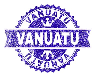 Grunge Vanuatu damga mühür kurdele ile dokulu