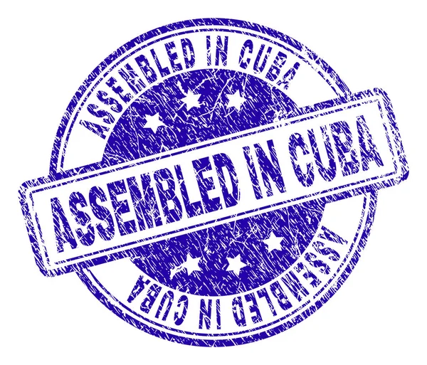 Sceau texturé rayé ASSEMBLÉ EN CUBA — Image vectorielle