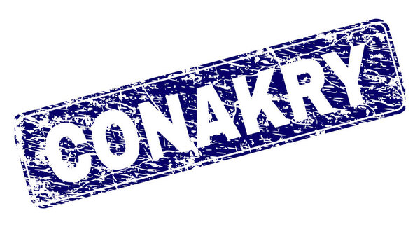 Scratched CONAKRY Framed Rounded Rectangle Stamp