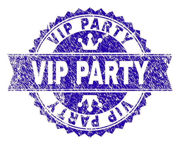 Grunge texturierte vip Party Stempel Siegel mit Schleife — Stockvektor