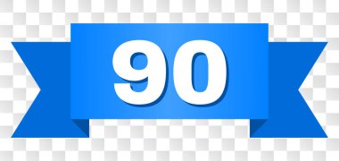 90 metin şerit. Beyaz resim yazısı ve mavi bant ile tasarlanmış. Saydam bir arka plan üzerinde 90 etiketi ile vektör banner.