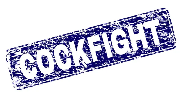Grunge Cockfight wrobił Stamp zaokrąglony prostokąt — Wektor stockowy