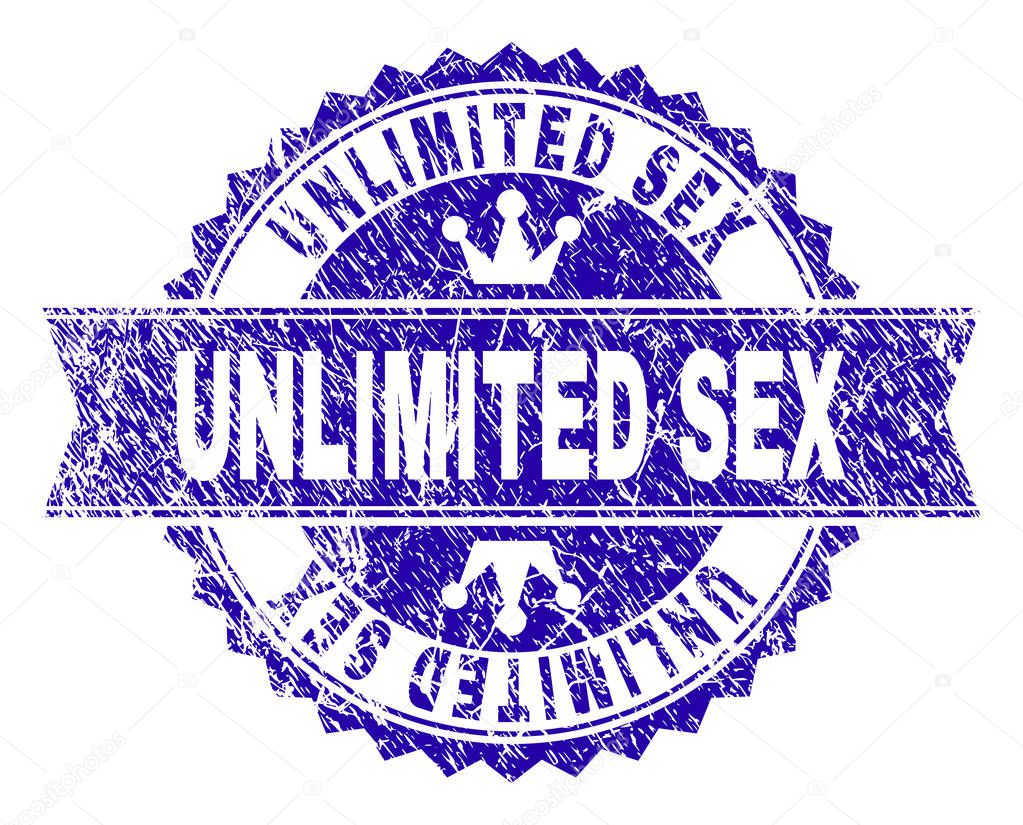 Grunge Textured UNLIMITED SEX Stamp Seal with Ribbon