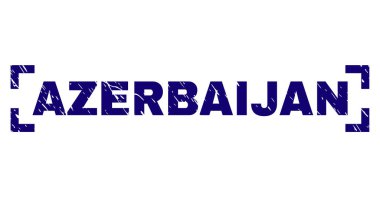 Azerbaycan etiket mühür aşınmış etkisi ile yazdırma. Metin etiketi köşeleri yerleştirilir. Mavi vektör kauçuk kirli doku ile Azerbaycan yazdırma.