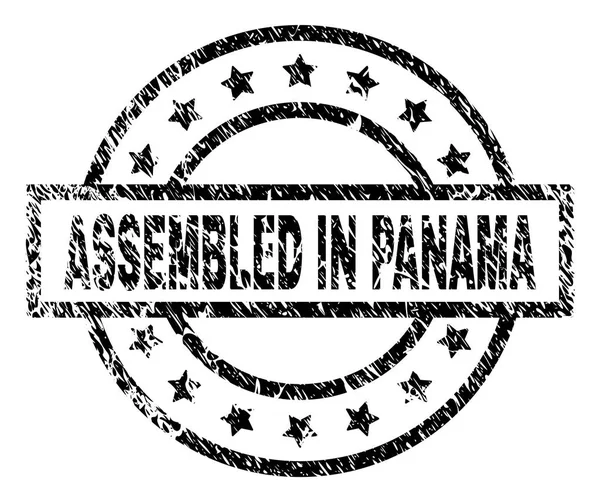 Gekrast getextureerde geassembleerd In Panama stempel-zegel — Stockvector