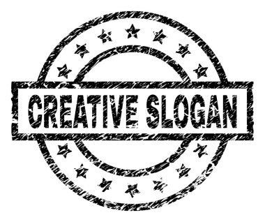 Dokulu yaratıcı sloganı damga mühür çizik