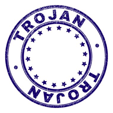 Grunge Truva yuvarlak damga mühür dokulu