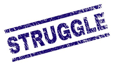 Mücadele mühür scratced tarzı ile yazdırma. Mavi vektör kauçuk baskı mücadele metin retro doku ile. Metin resim yazısı paralel çizgiler arasında yer alıyor.