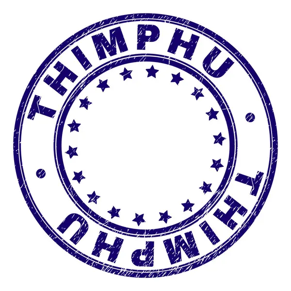 Zerkratzte, strukturierte Thimphu runde Stempelversiegelung — Stockvektor