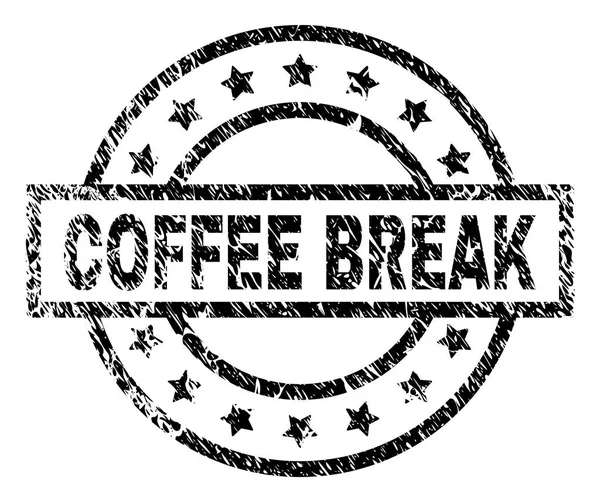 Scratched Textured COFFEE BREAK Stamp Seal — Stock Vector