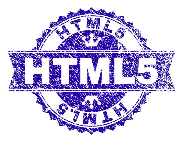 Selo de carimbo HTML5 texturizado riscado com fita — Vetor de Stock