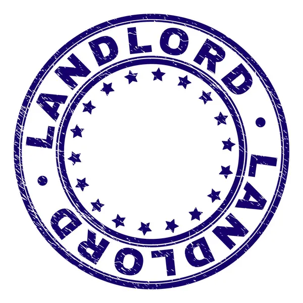 Selo de carimbo redondo LANDLORD texturizado riscado —  Vetores de Stock