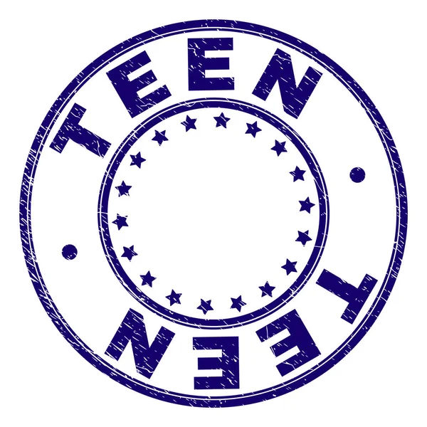 Царапнутая текстурная печать TEEN Round Stamp Seal — стоковый вектор