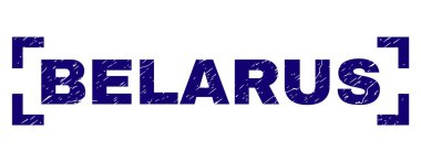 Köşeleri içinde dokulu Beyaz Rusya damga mühür çizik