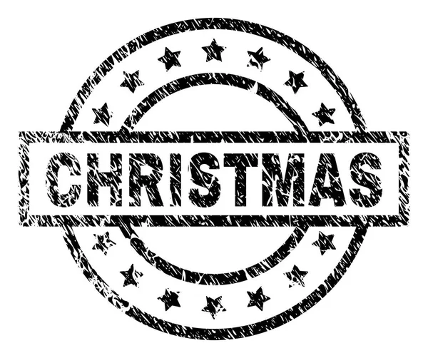 Çizik dokulu Noel damga mühür — Stok Vektör