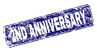 2 çerçeveli yıldönümü yuvarlatılmış dikdörtgen damga grunge