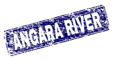 Yuvarlatılmış dikdörtgen damga grunge Angara Nehri çerçeveli