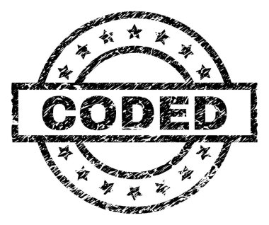 Dokulu kodlanmış damga mühür çizik