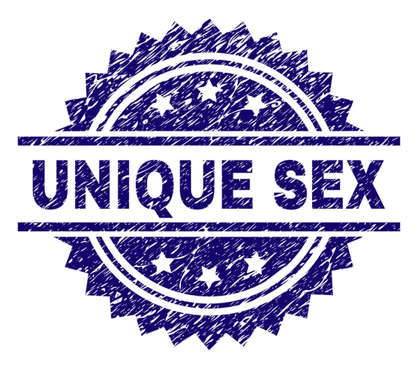 Scratched Textured UNIQUE Sex Stamp Seal — стоковый вектор
