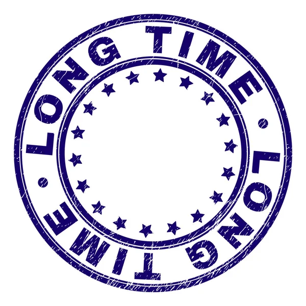 Подряпаний текстурований LONG TIME круглий штамп ущільнення — стоковий вектор