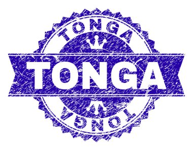 Dokulu Tonga damga mühür kurdele ile çizik