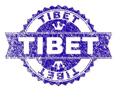 Dokulu Tibet damga mühür kurdele ile çizik