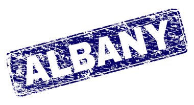 Yuvarlatılmış dikdörtgen damga çizilmiş Albany çerçeveli