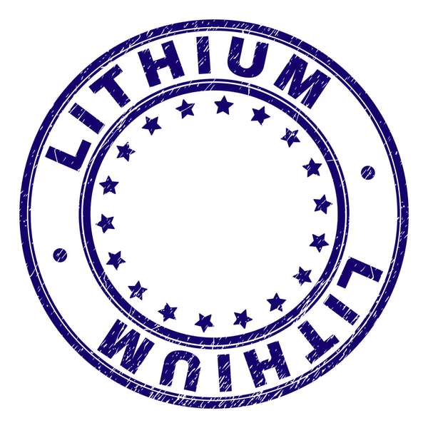 Poškrábaný texturou Lithium kulaté razítko pečeť — Stockový vektor