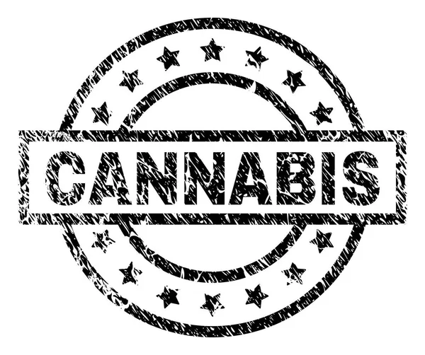 Grunge texturiertes Stempelsiegel für Cannabis — Stockvektor