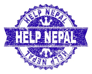 Dokulu yardım Nepal damga mühür kurdele ile çizik