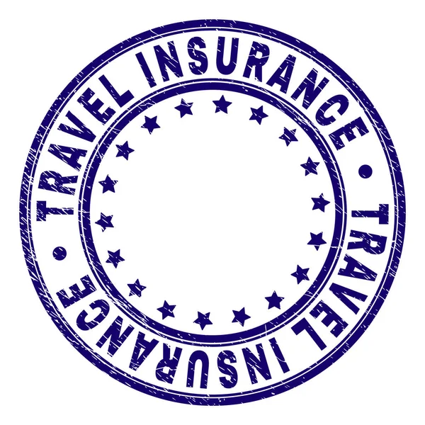 Grunge getextureerde Travel Insurance ronde stempel-zegel — Stockvector