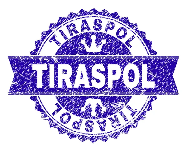 Grunge Textured TIRASPOL Stamp Seal with Ribbon — Stock Vector