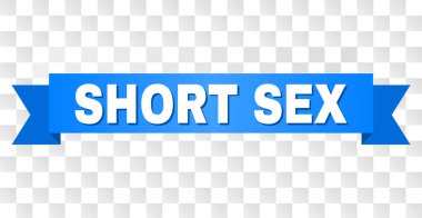 Şerit kısa seks metin. Beyaz başlık ve mavi bant ile tasarlanmış. Saydam bir arka plan üzerinde kısa seks etiketi ile vektör banner.