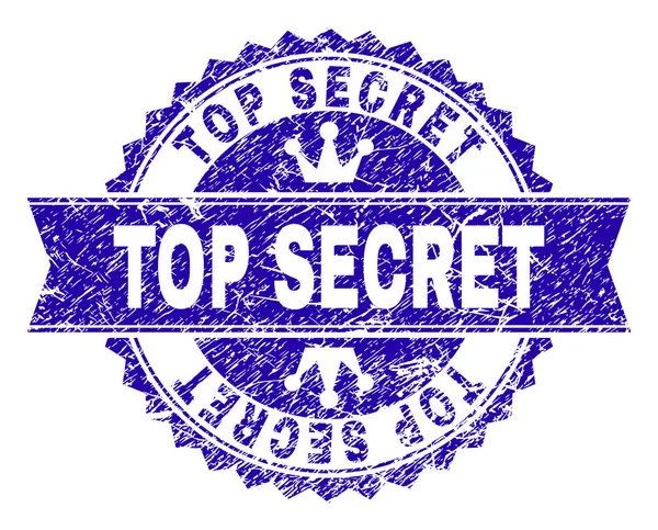 Porysowana teksturowanej Top Secret plombie z wstążki — Wektor stockowy