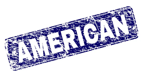 Γδαρμένο αμερικανική πλαισιωμένο σφραγίδα στρογγυλεμένο ορθογώνιο — Διανυσματικό Αρχείο